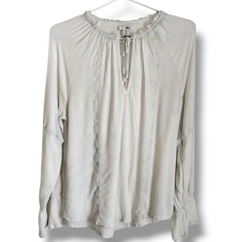 Amuse Society Gray LS Pleasant Top Sz S